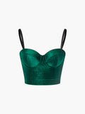 Velvet Corset Sweetheart Cami Top in Green — Svelte Chic