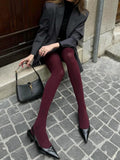 Velvet Touch Tights in Burgundy — Svelte Chic
