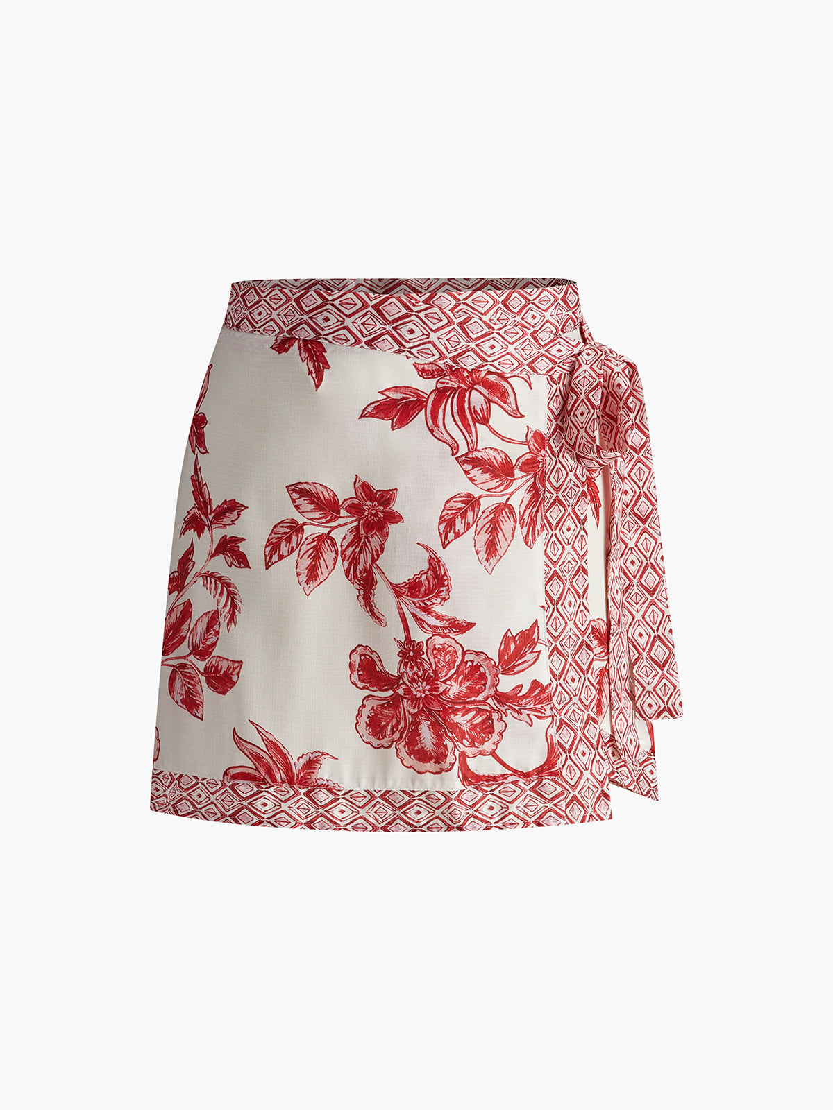Floral Lace-Up Mini Skirt in Red — Svelte Chic