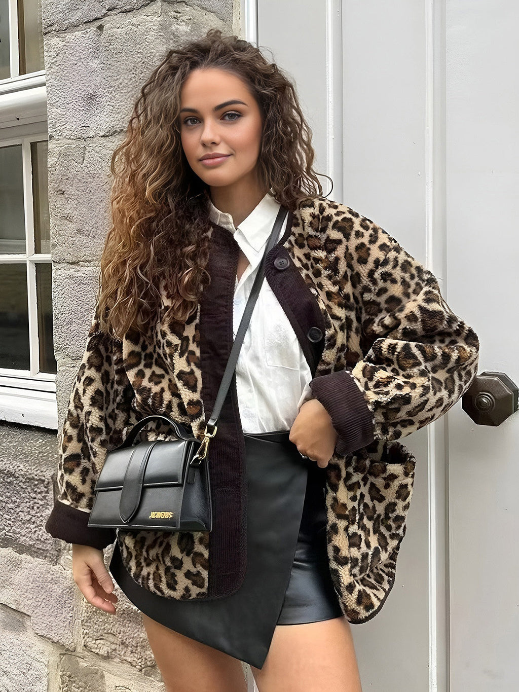 Leopard Print Oversized Winter Coat in Brown — Svelte Chic