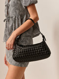 Woven Buckle Shoulder Bag in Black — Svelte Chic