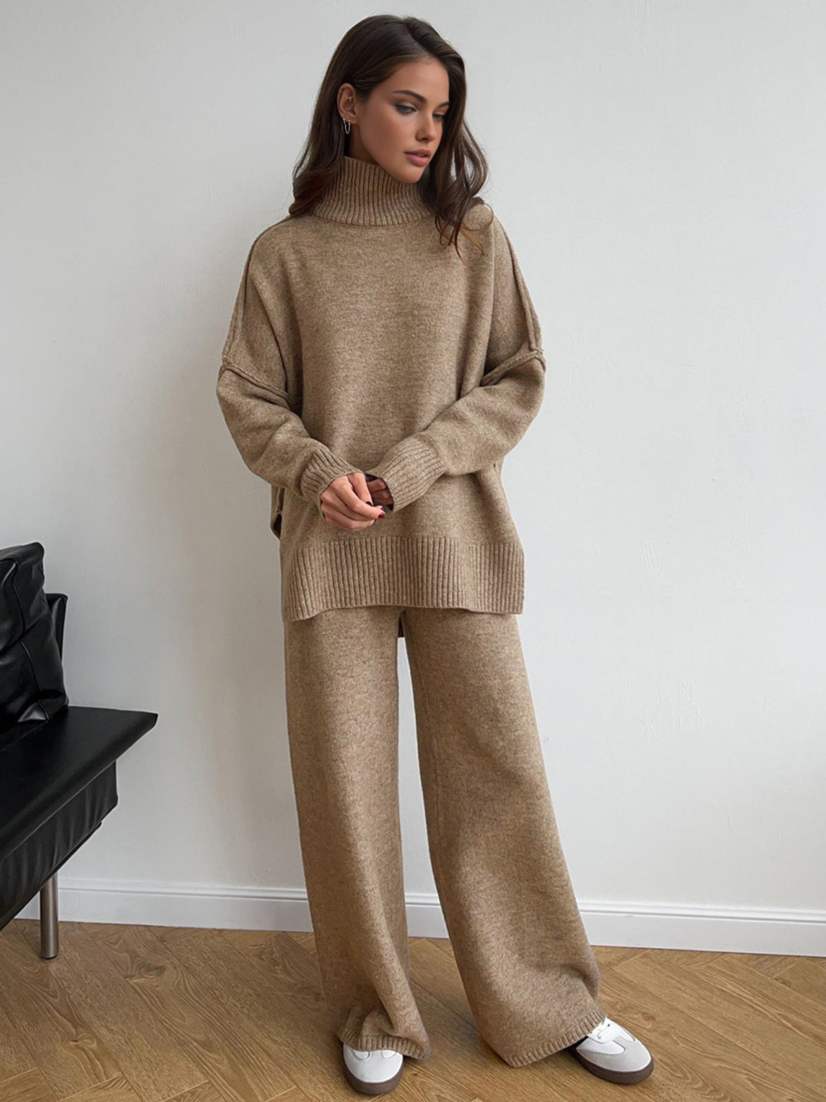 Turtleneck Knit Trouser Set — Svelte Chic