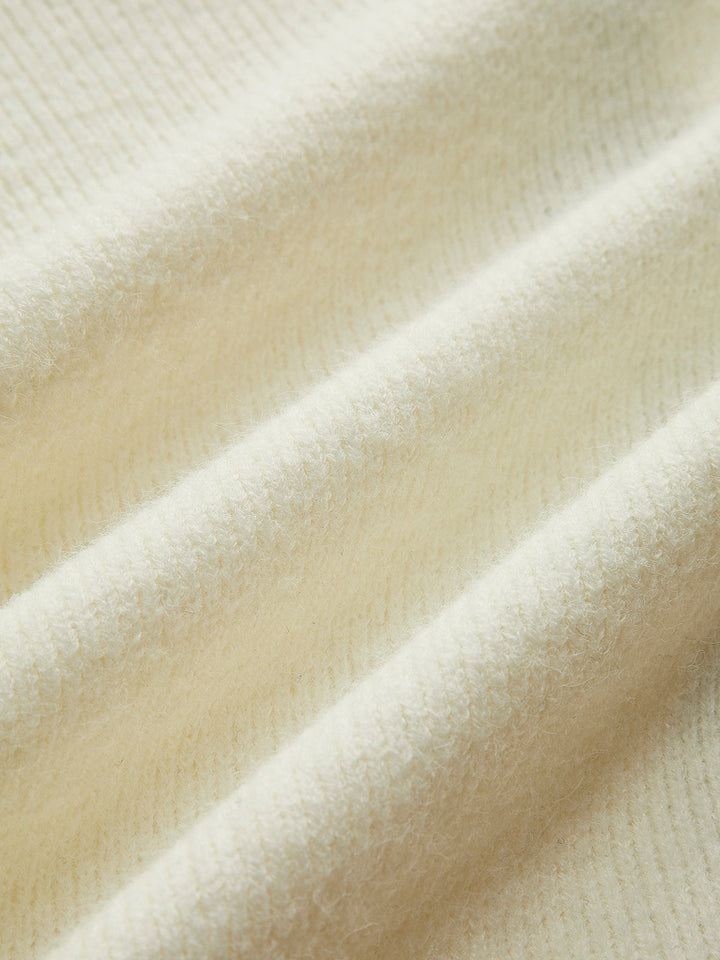 Zıt Renkli Kravat Yakalı Dalga Kenarlı Hırka