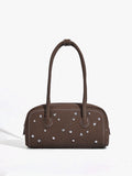 Rhinestone Top Handle Bag in Dark Brown — Svelte Chic