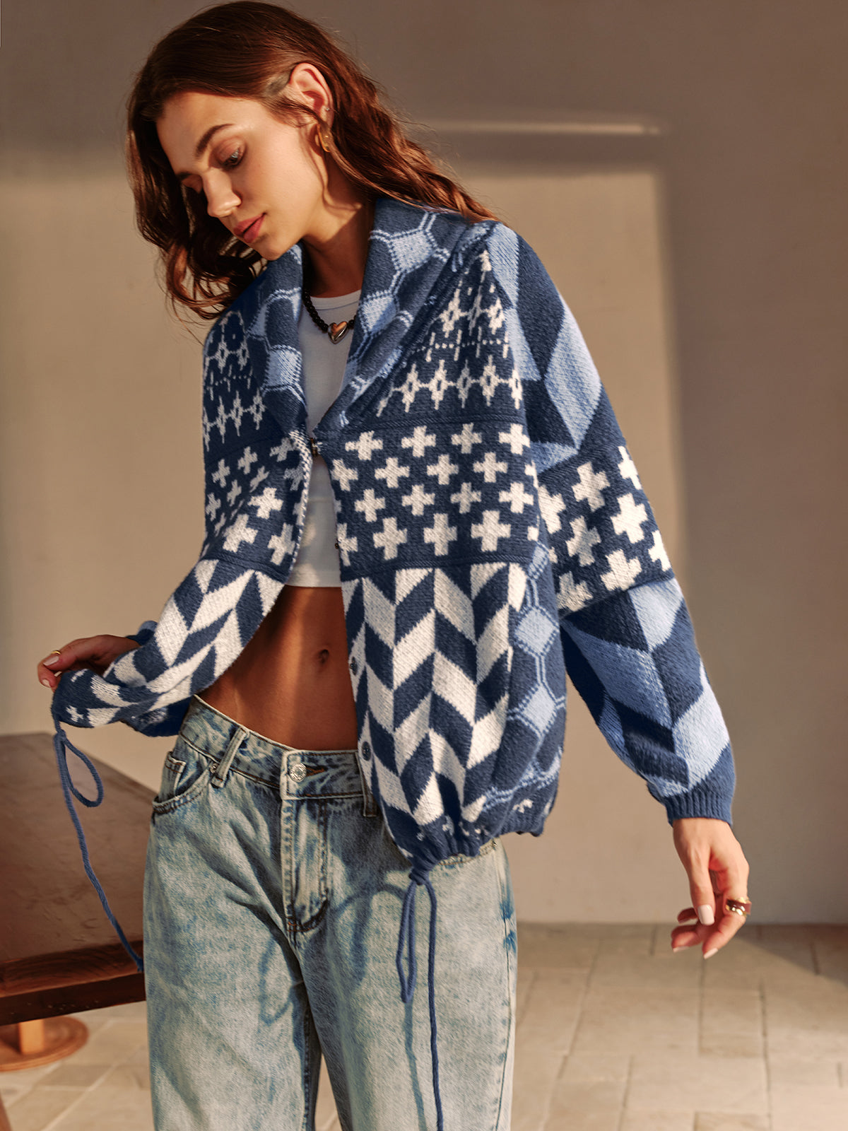 Bohème Print Lapel Cardigan — Svelte Chic