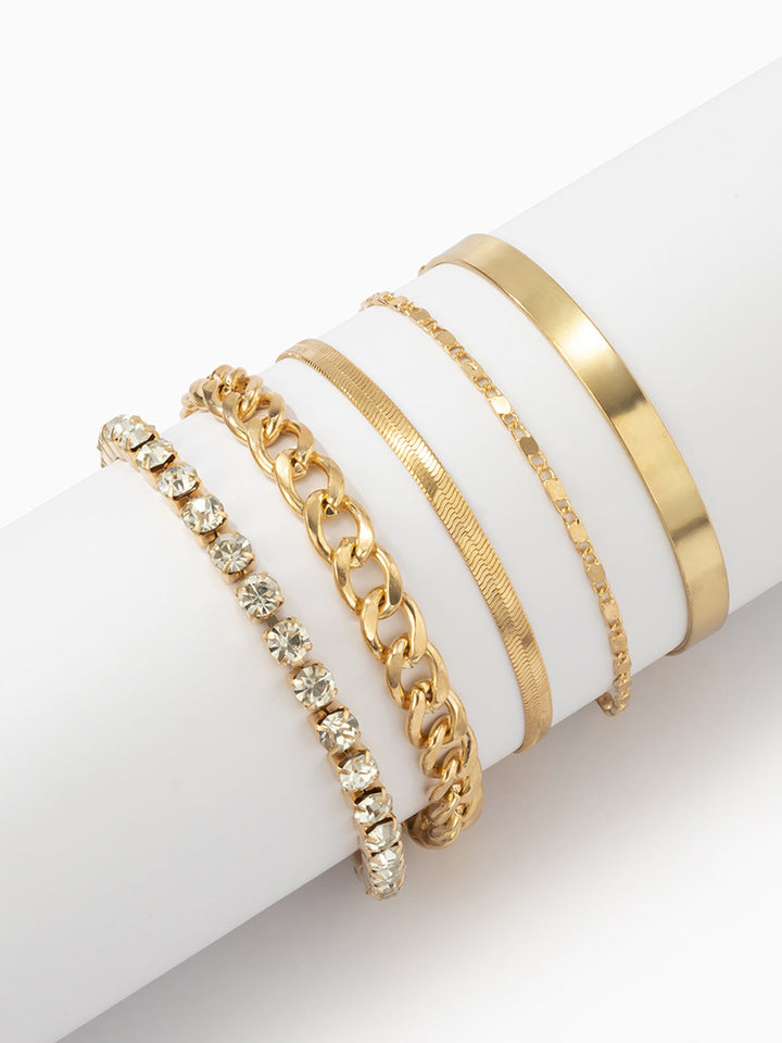 5 Adet Rhinestone Yılan Zinciri Bilezik