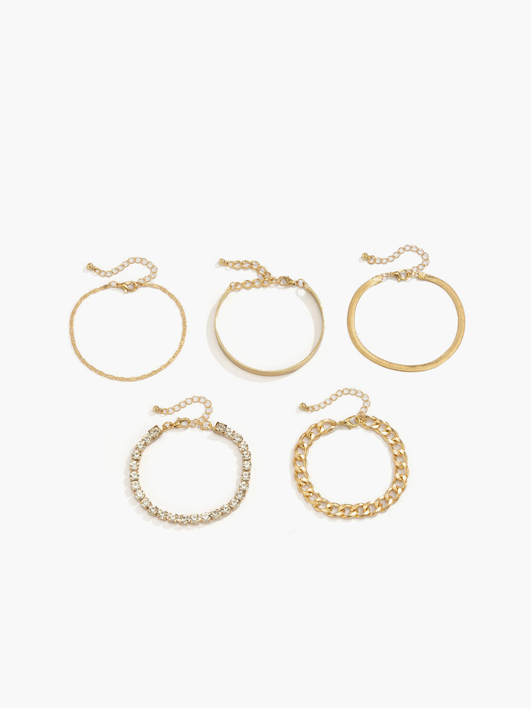 5 Adet Rhinestone Yılan Zinciri Bilezik