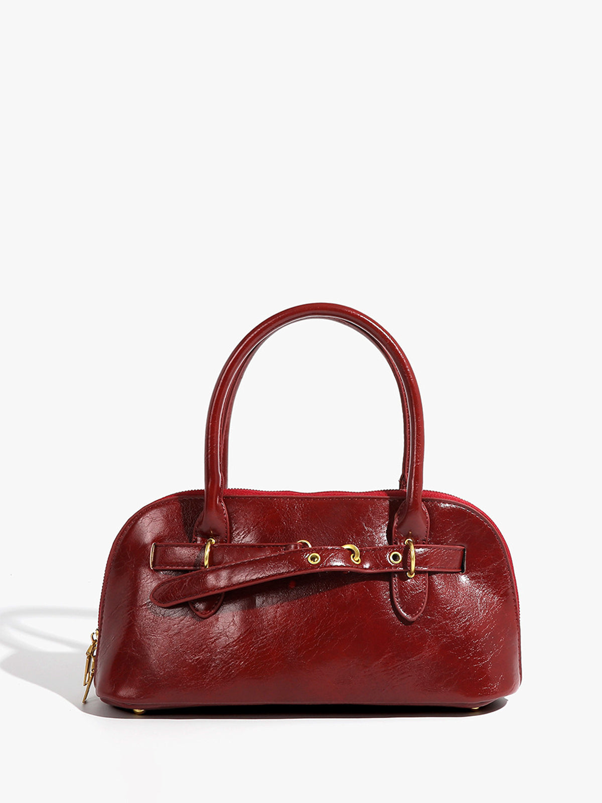 Retro Top Handle Zip Bag in Burgundy — Svelte Chic