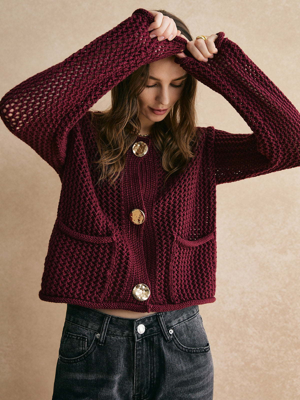Retro Button Openwork Cardigan — Svelte Chic