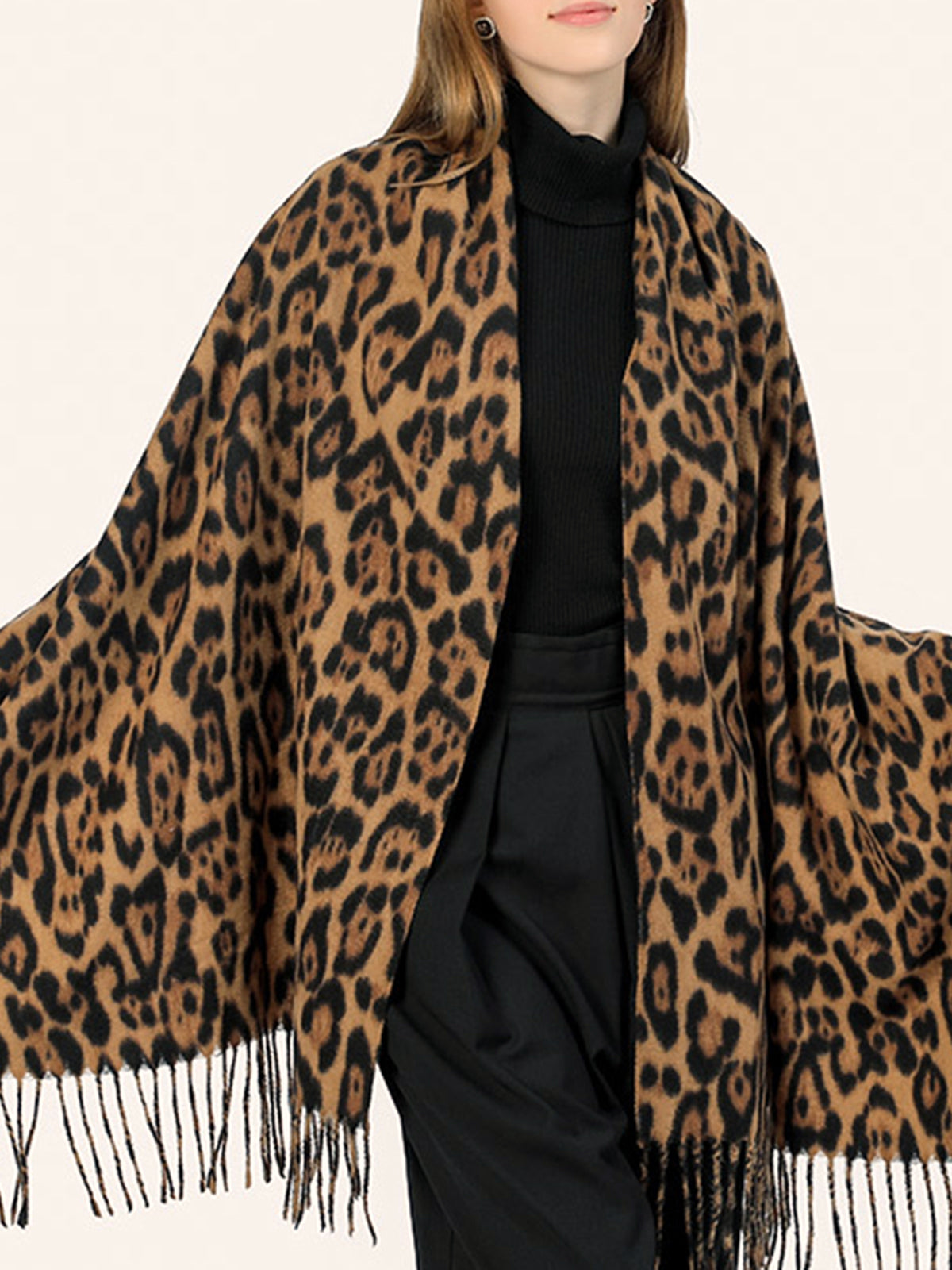 Leopard Print Pompom Scarf — Svelte Chic