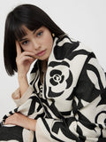 Vintage Floral Tassel Scarf in Black & White — Svelte Chic