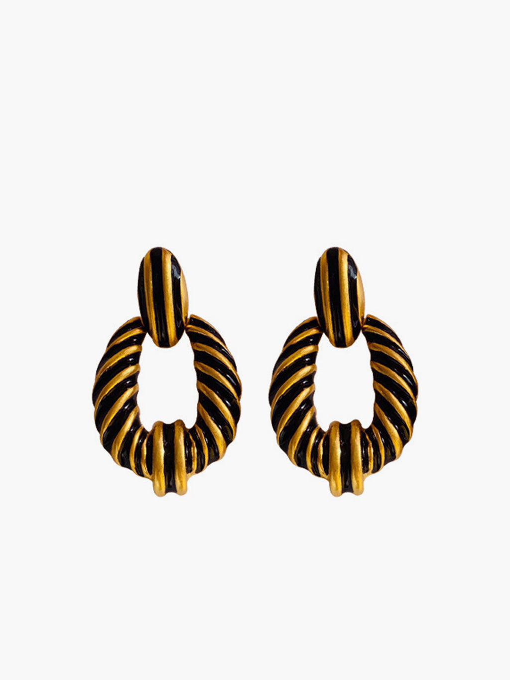 Vintage Croissant Twist Hoop Earrings in Black — Svelte Chic