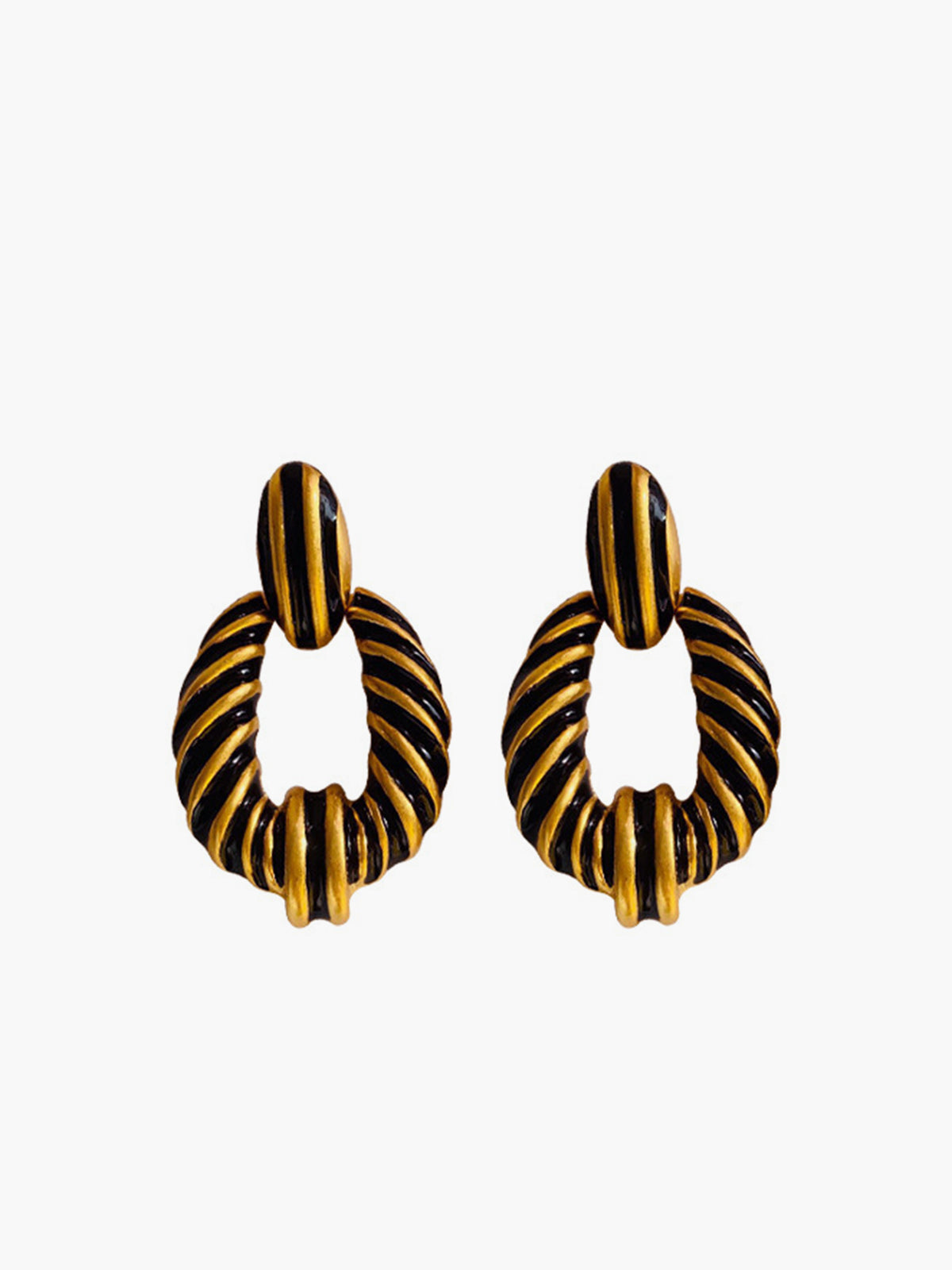 Vintage Croissant Twist Hoop Earrings in Black — Svelte Chic