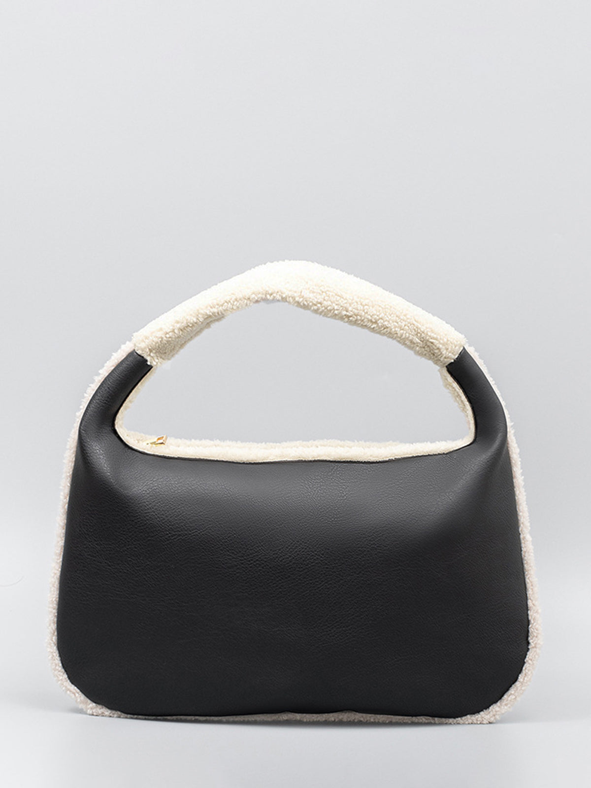 Two-Tone Fleece Zip Underarm Bag in Black — Svelte Chic