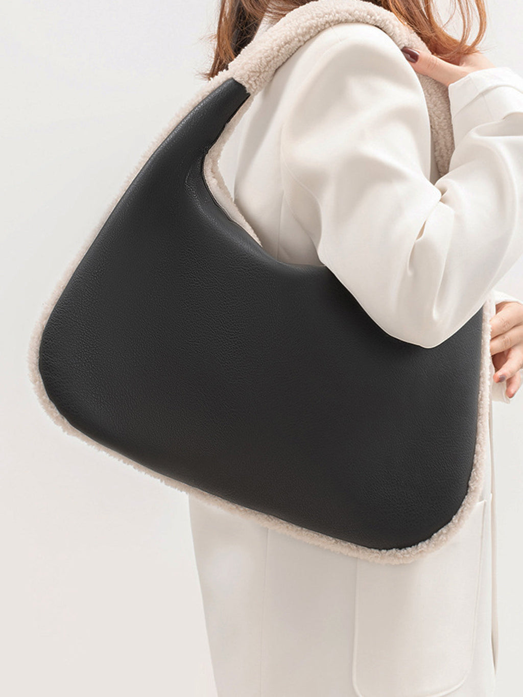 Two-Tone Fleece Zip Underarm Bag — Svelte Chic