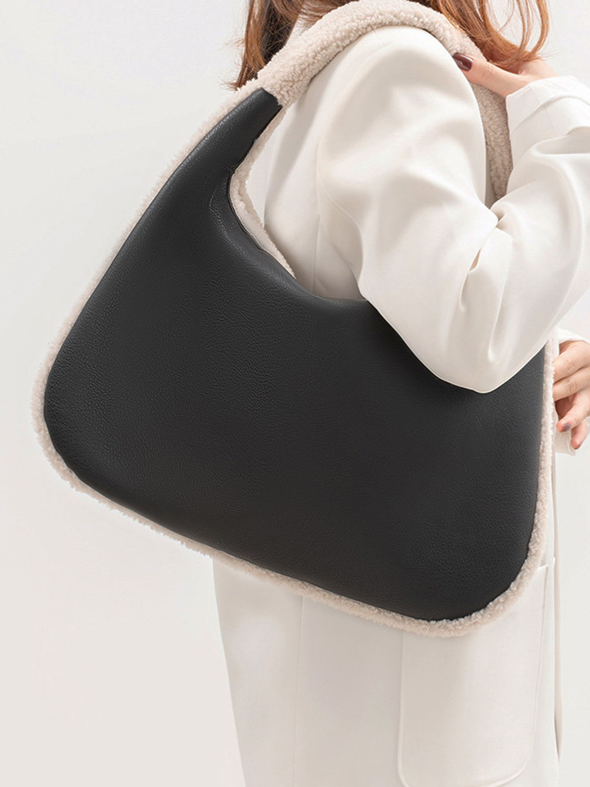 Two-Tone Fleece Zip Underarm Bag — Svelte Chic