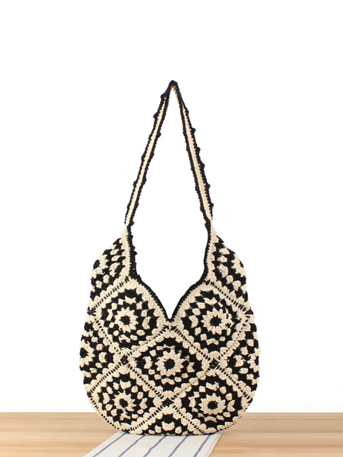 Bohème Knitted Hobo Bag in Khaki — Svelte Chic