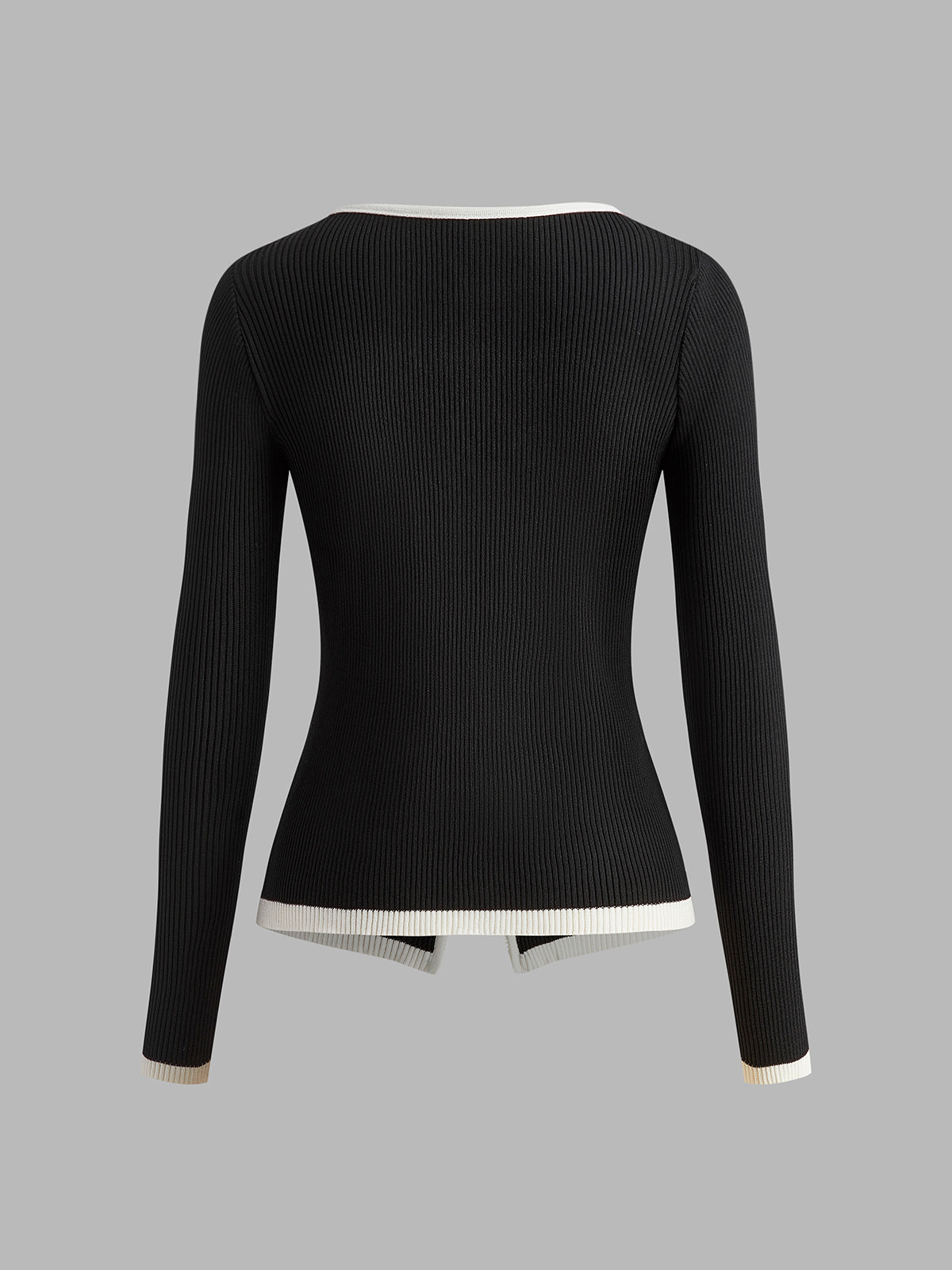 Contrast Trim Double Zip Knit Top — Svelte Chic