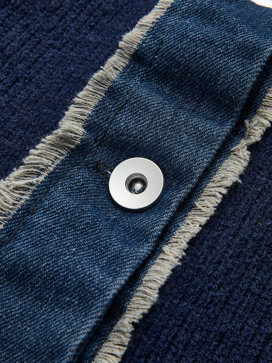 Pencere Yaka Esnek Düğmeli Triko Üst