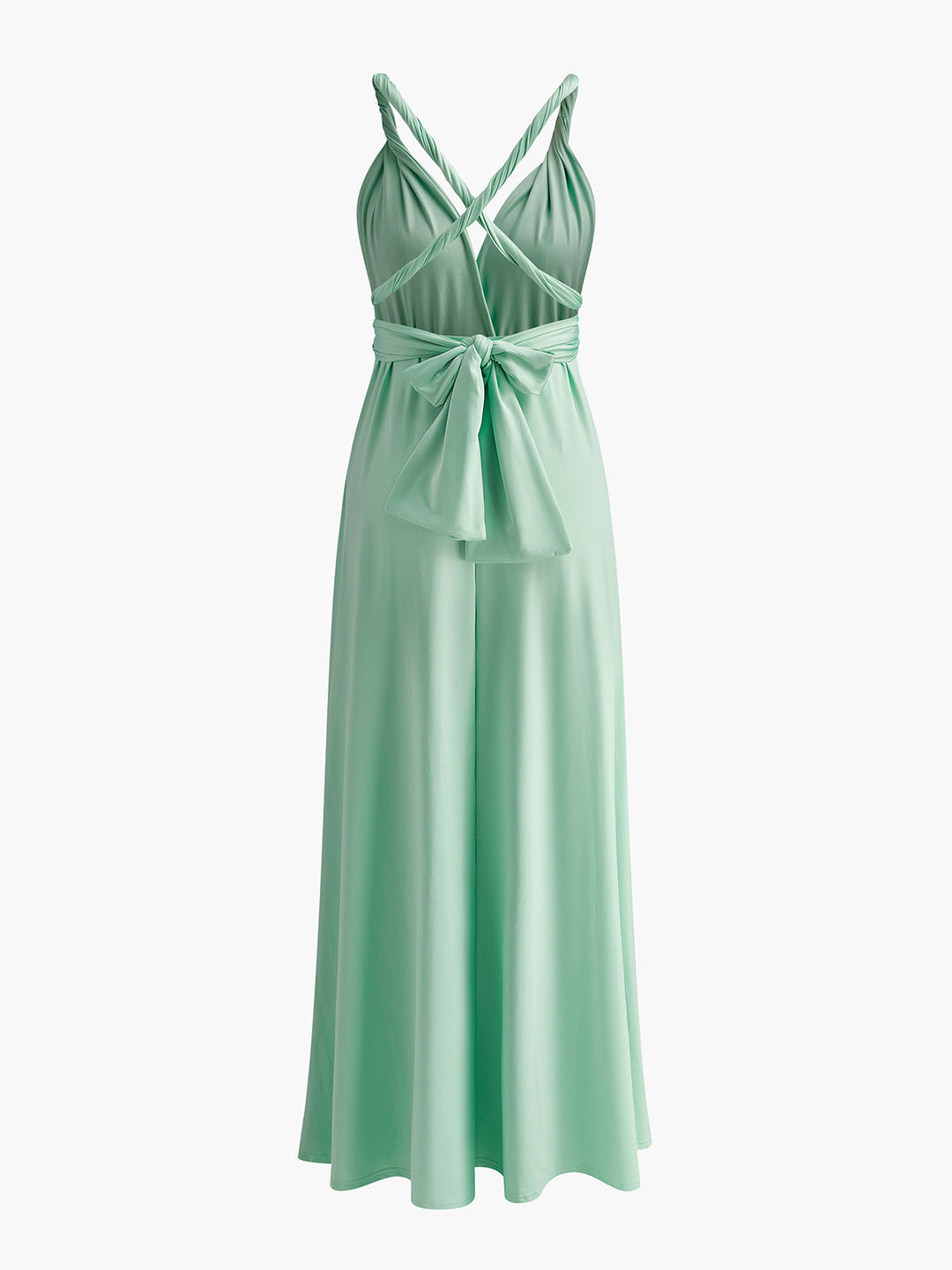 Елегантна вечерна плисирана рокля с кръстосан гръб и колан 