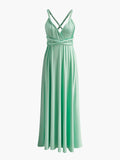 Cross Back Belted Pleated Maxi Dress in Green — Svelte Chic