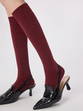 Ribbed Soft Touch Calf Socks in Burgundy — Svelte Chic