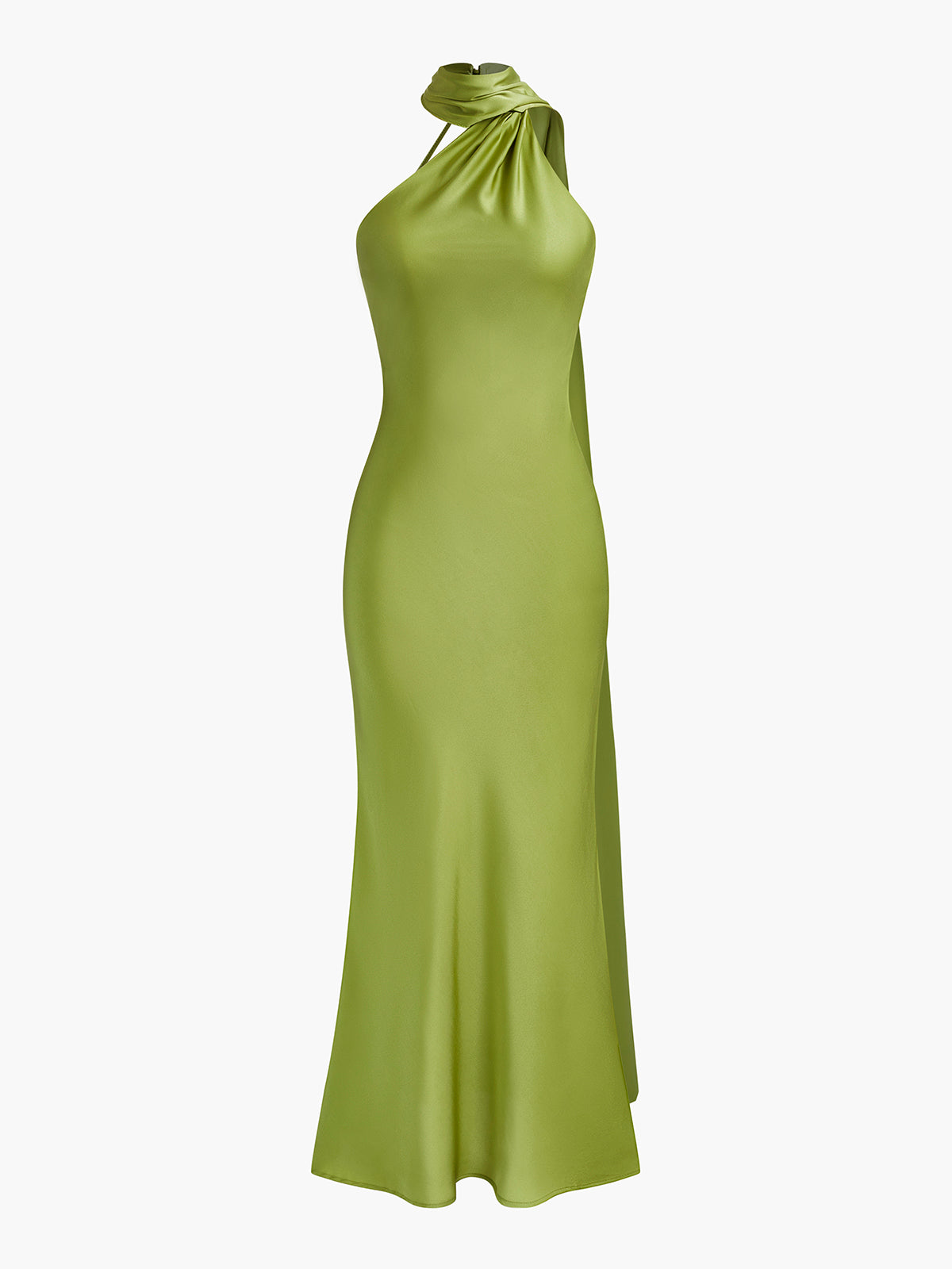 Backless Satin Halter Maxi Dress — Svelte Chic