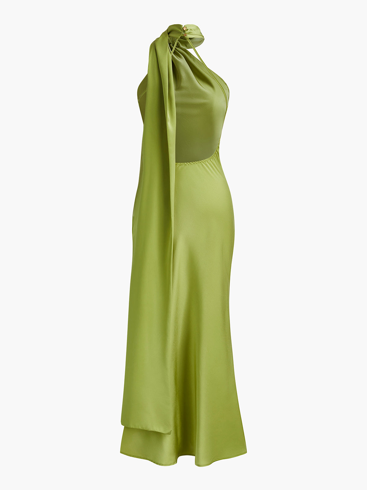 Backless Satin Halter Maxi Dress — Svelte Chic
