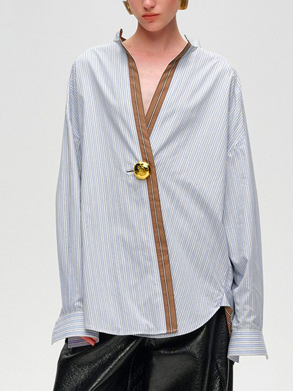 Contrast Trim Pinstripe Polo Top — Svelte Chic