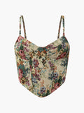 Retro Floral Print Corset in Multicolor — Svelte Chic
