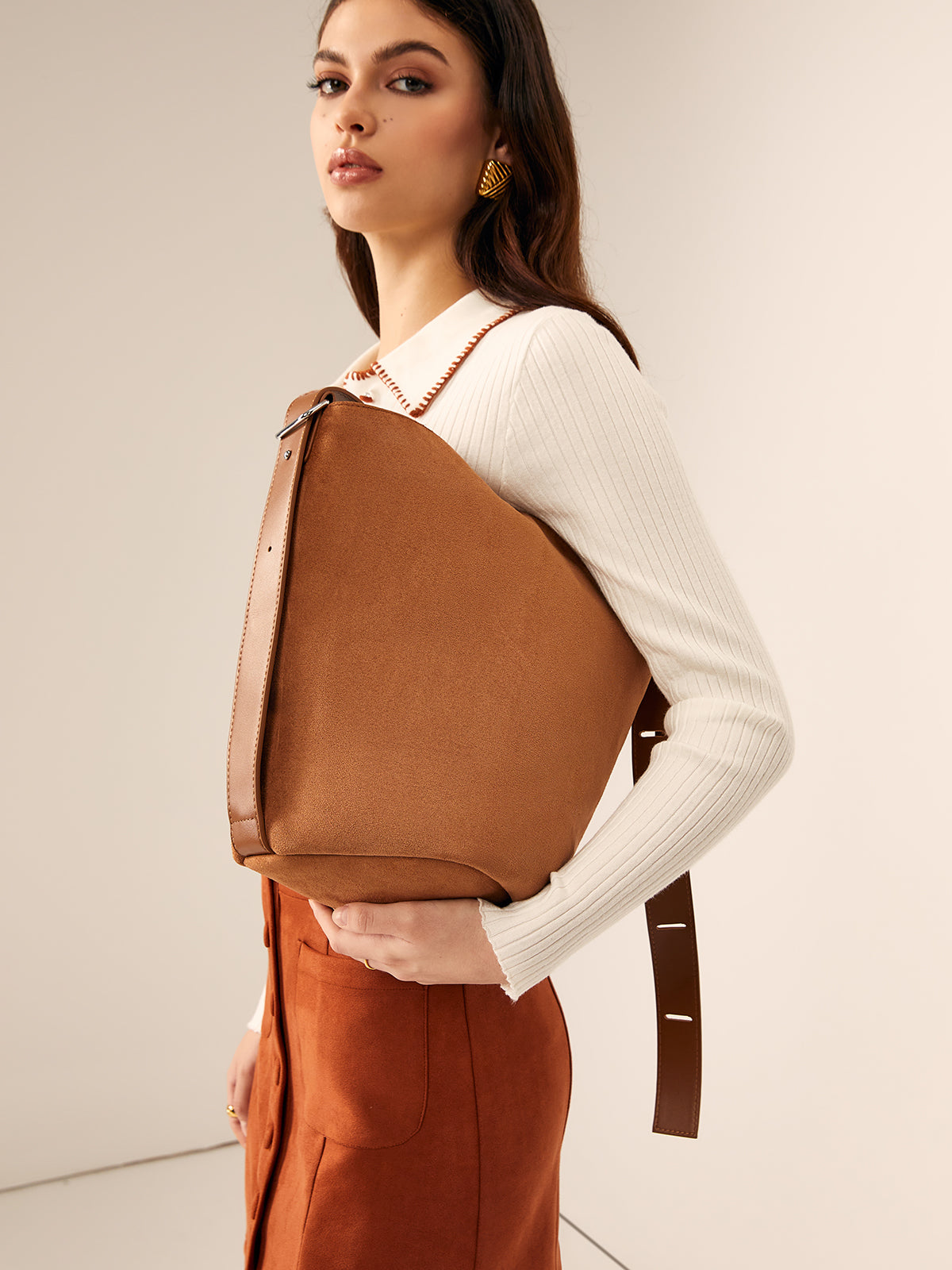 Large Buckle Bucket Bag — Svelte Chic
