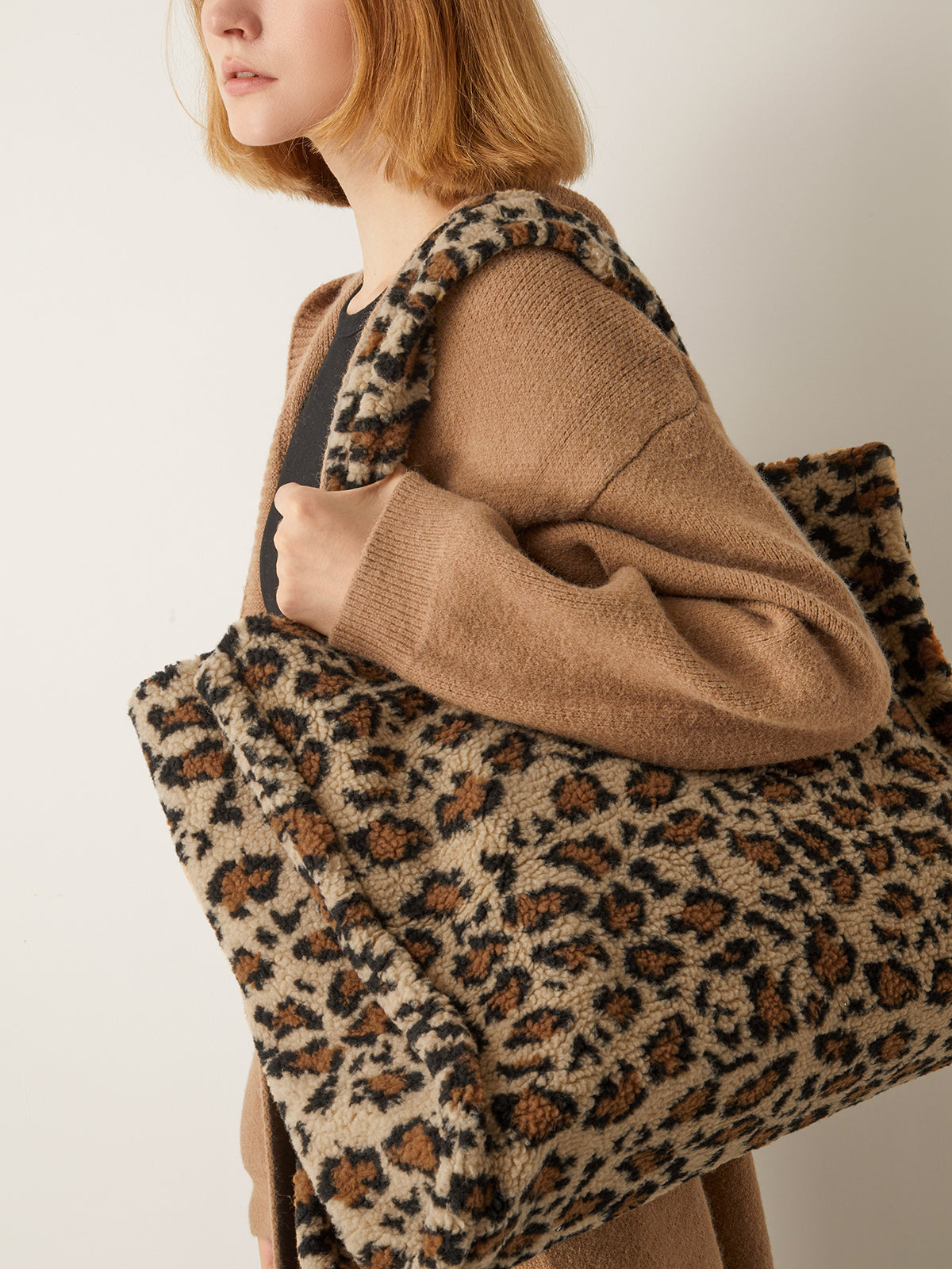 Leopard Print Fuzzy Shoulder Bag — Svelte Chic