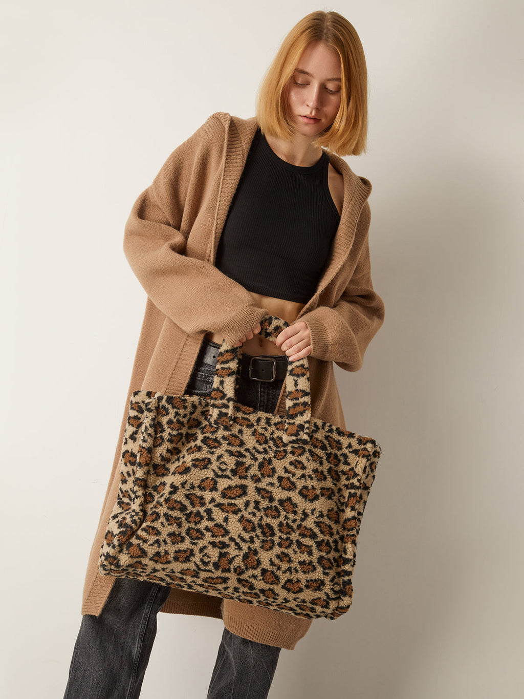 Leopard Print Fuzzy Shoulder Bag — Svelte Chic