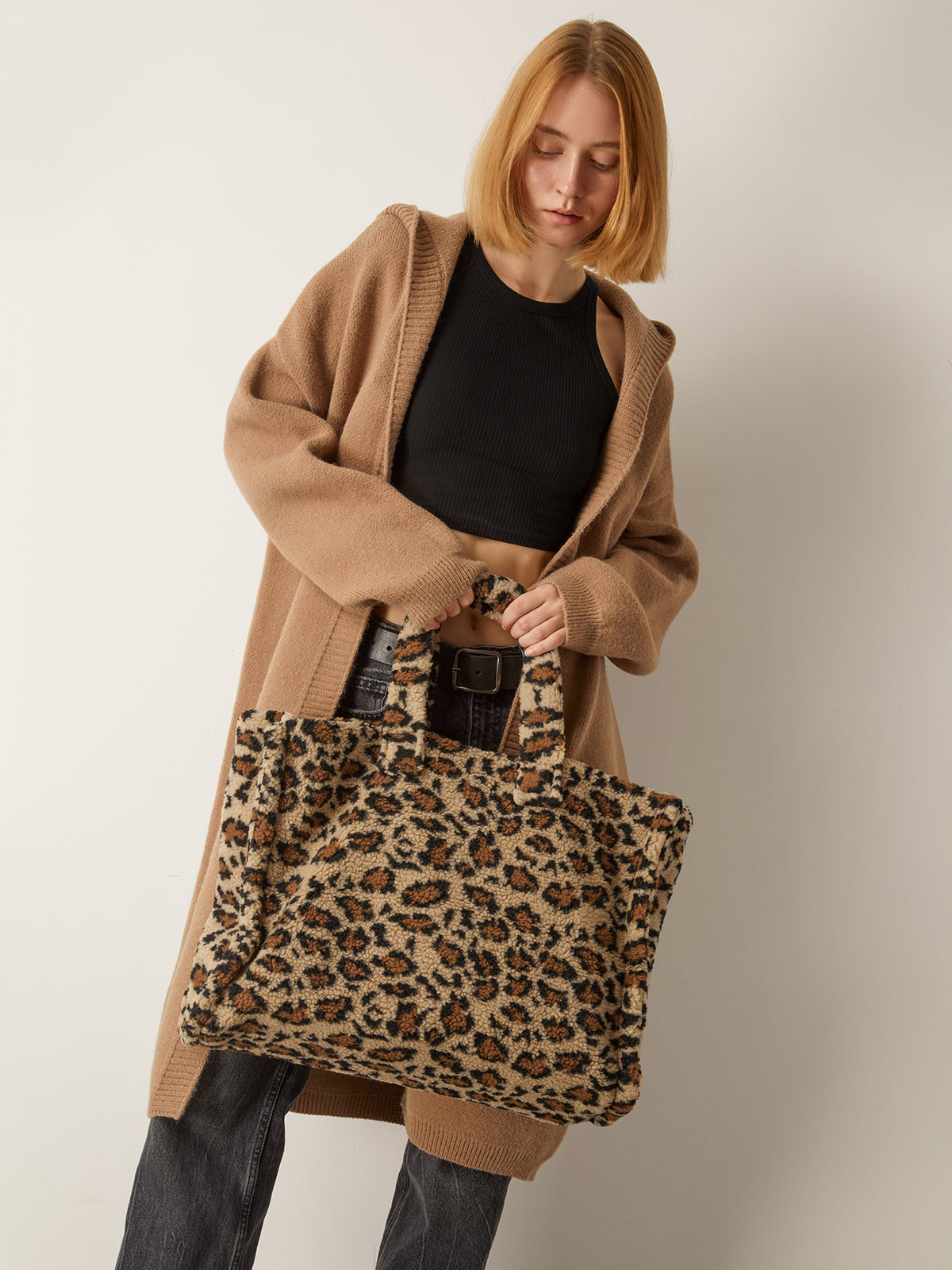 Leopard Print Fuzzy Shoulder Bag — Svelte Chic