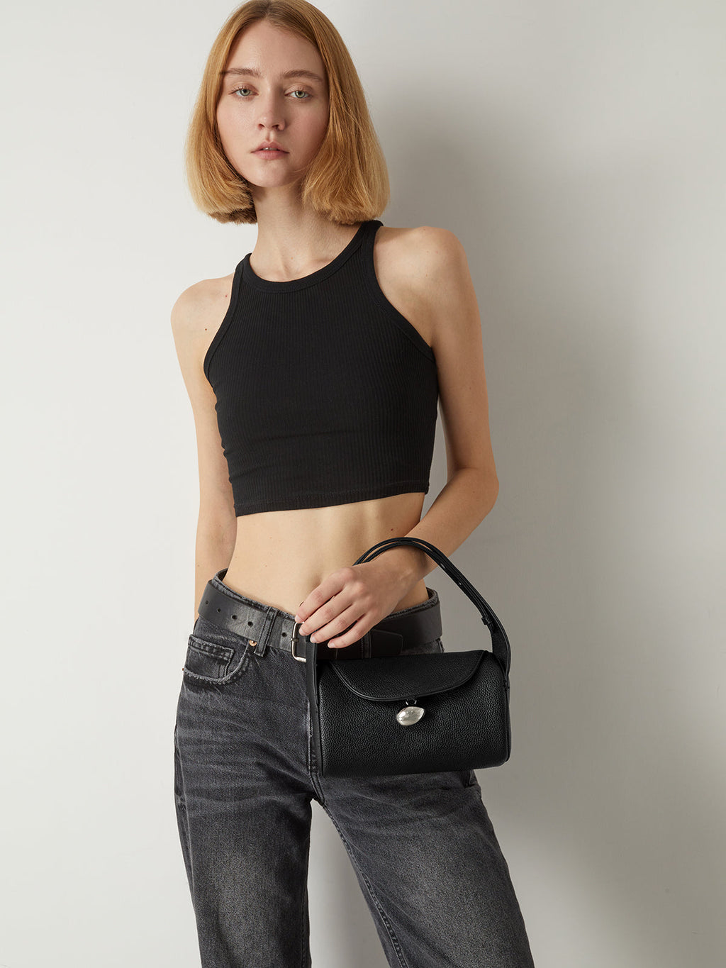 Textured Buckle Flap Handbag — Svelte Chic