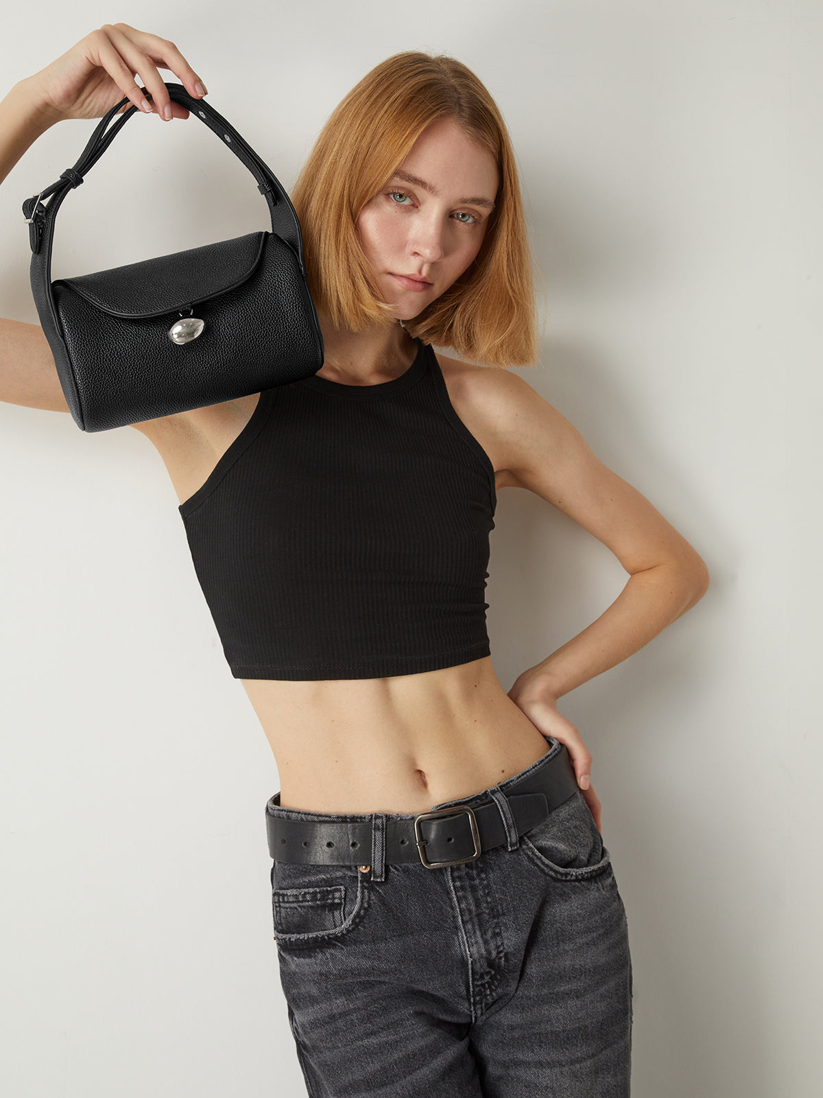 Textured Buckle Flap Handbag — Svelte Chic