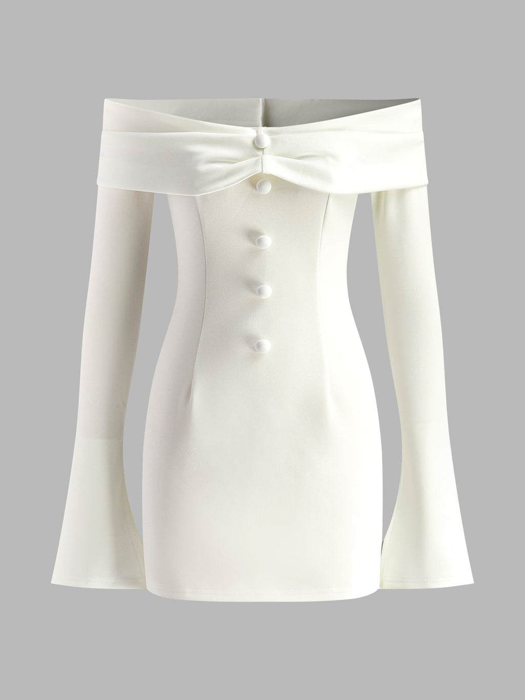 Draped Long Sleeve Mini Dress in White — Svelte Chic