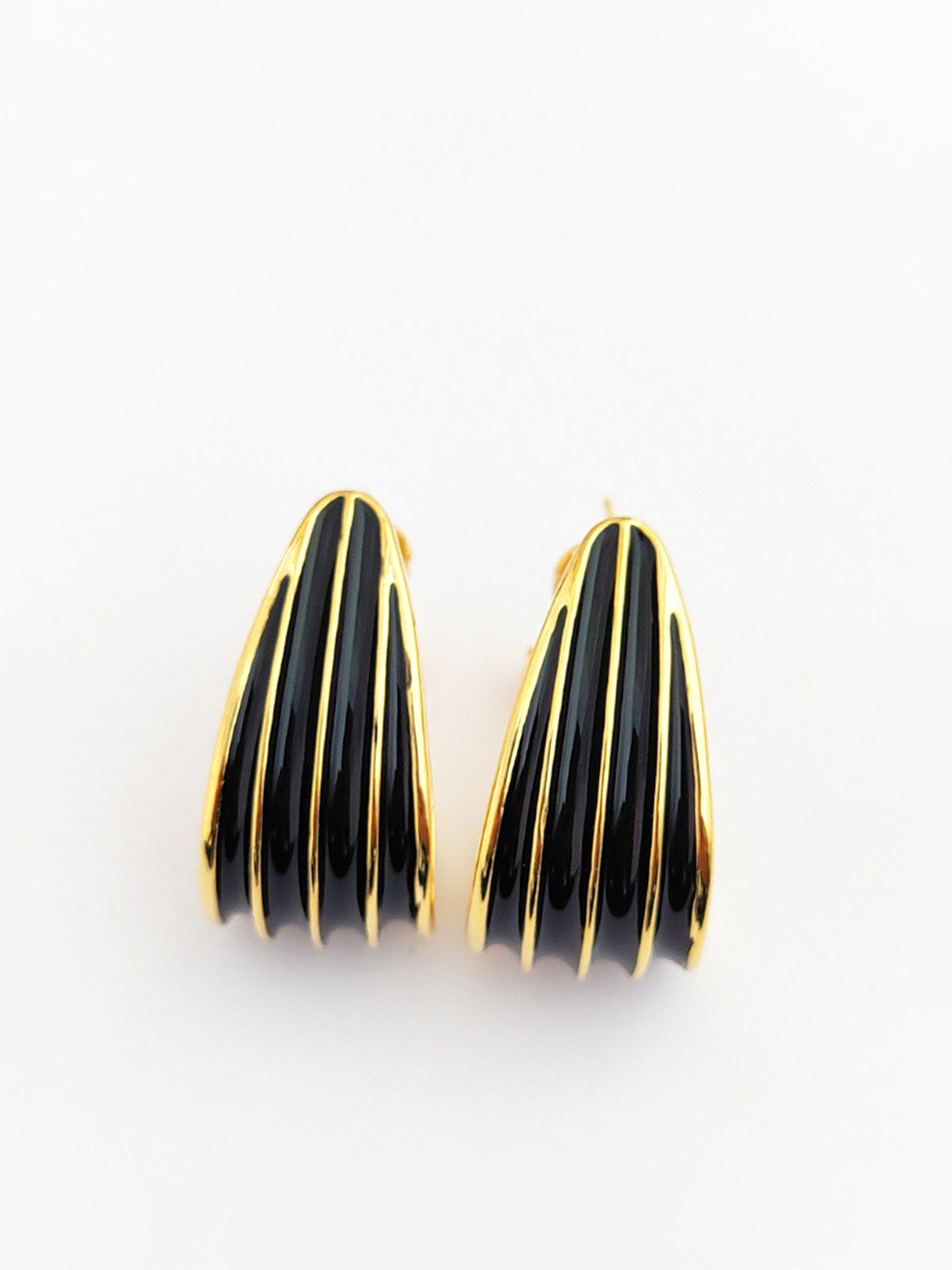 Contrast Striped Hoop Earrings — Svelte Chic
