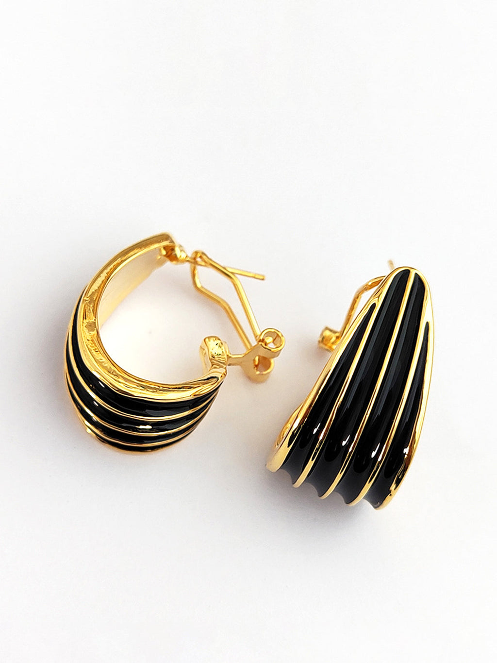 Contrast Striped Hoop Earrings — Svelte Chic