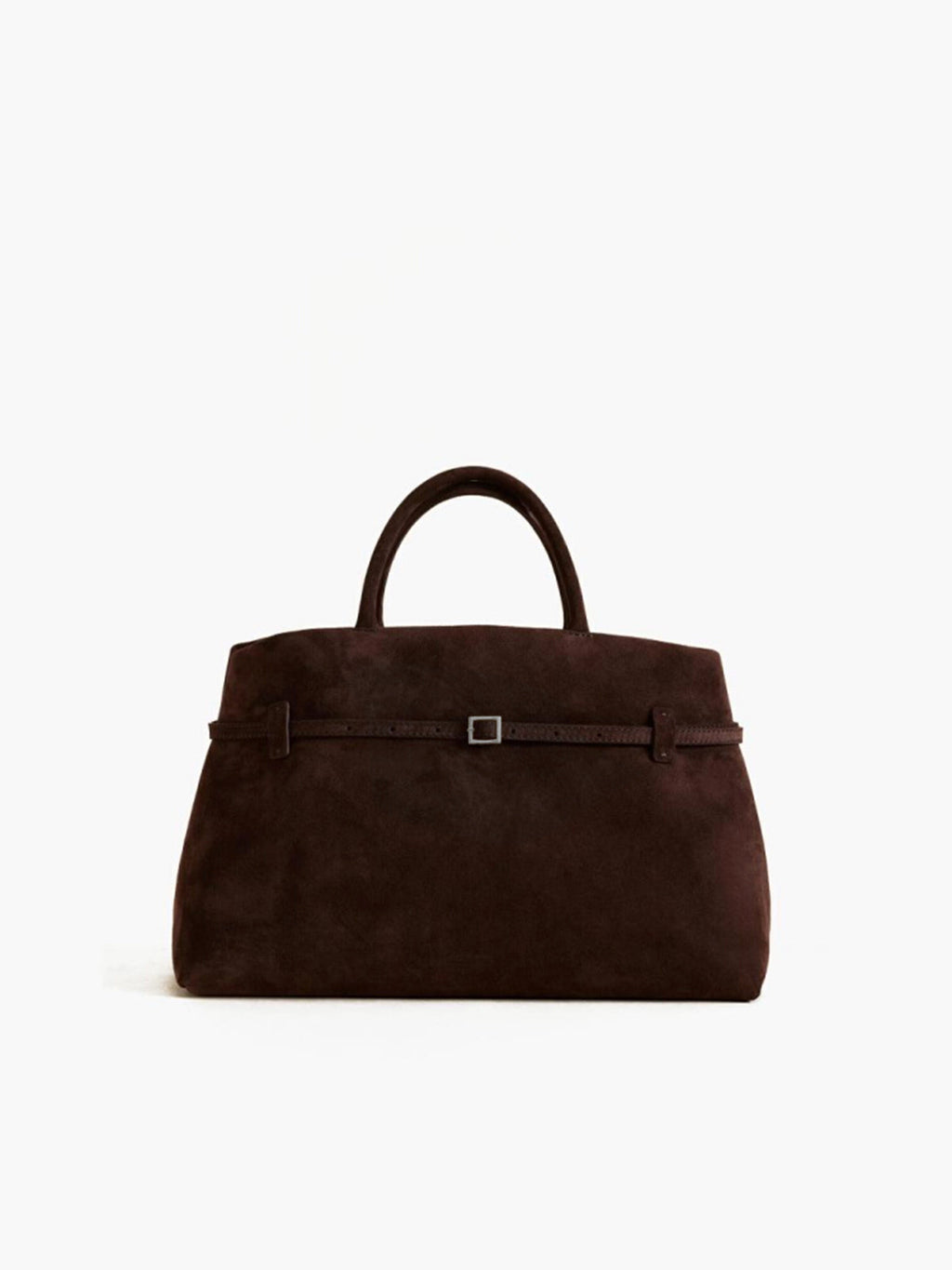 Vintage Buckle Top Handle Bag in Dark Brown — Svelte Chic