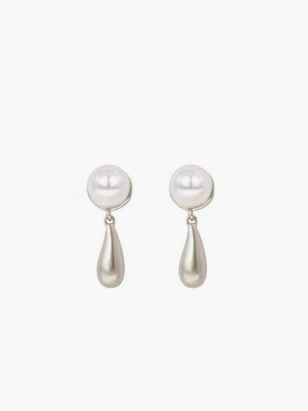 Pearl Water Drop Charm Earrings in Silver — Svelte Chic