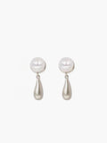 Pearl Water Drop Charm Earrings in Silver — Svelte Chic