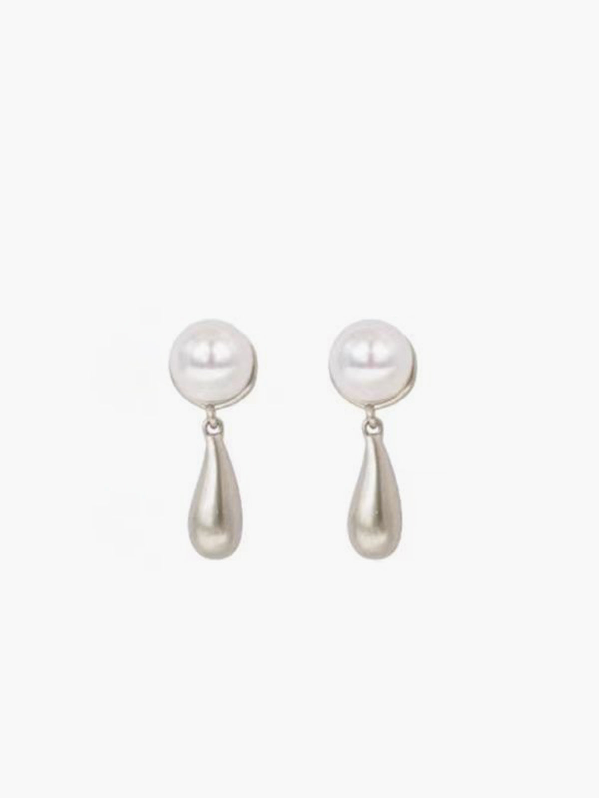 Pearl Water Drop Charm Earrings in Silver — Svelte Chic