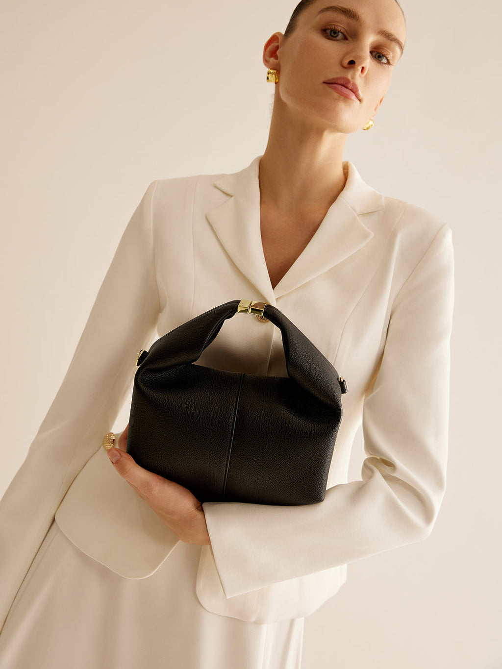 Metal Detail Round Handle Bag — Svelte Chic