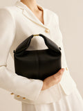 Metal Detail Round Handle Bag in Black — Svelte Chic