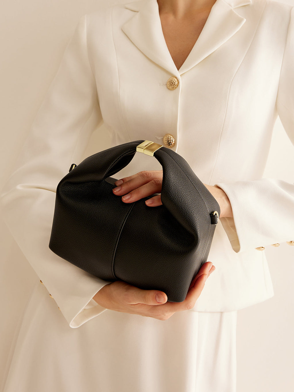 Metal Detail Round Handle Bag — Svelte Chic