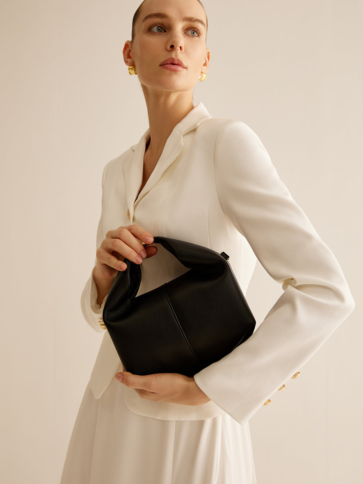 Metal Detail Round Handle Bag — Svelte Chic
