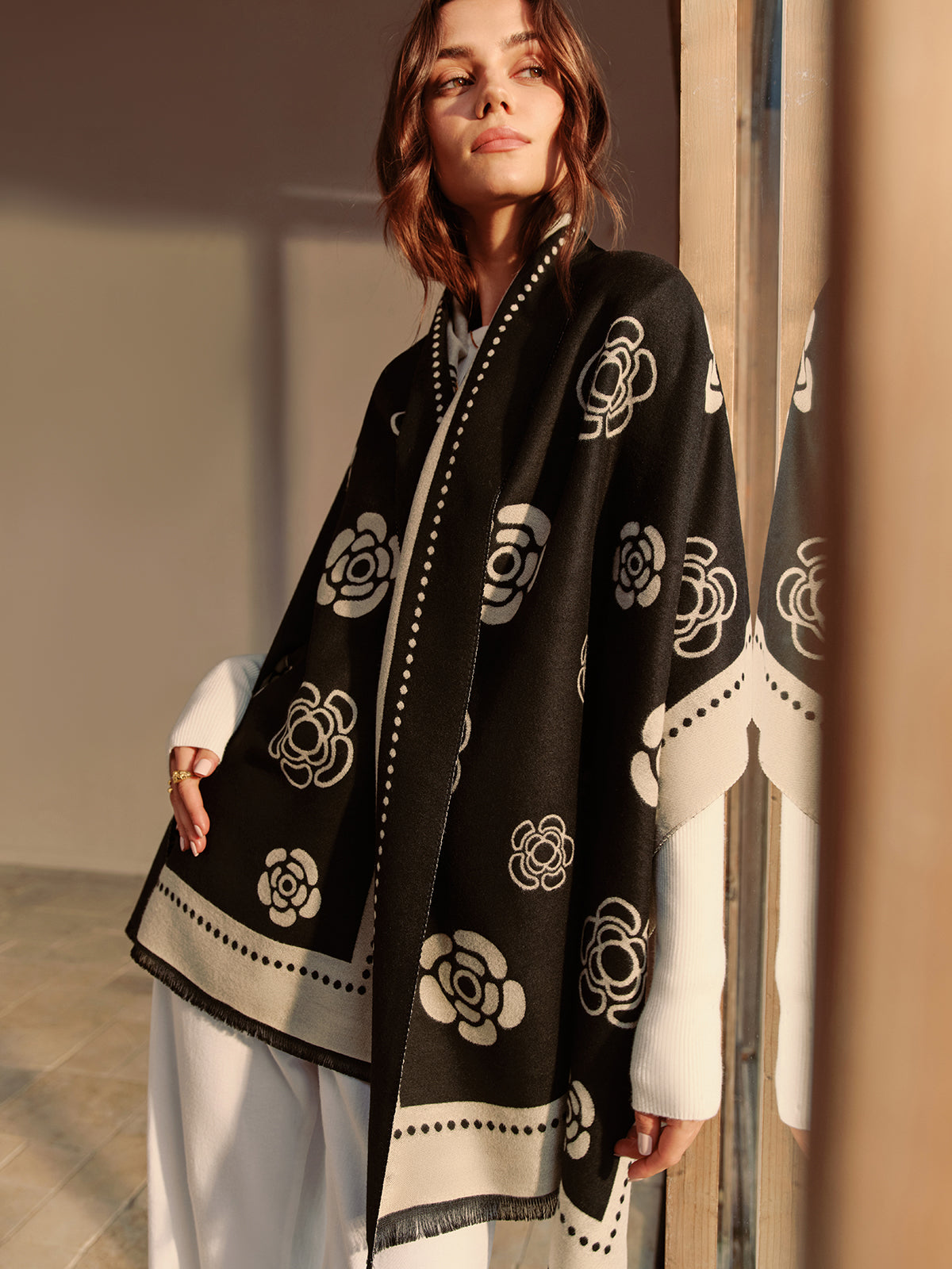 Reversible Camellia Tassel Scarf — Svelte Chic