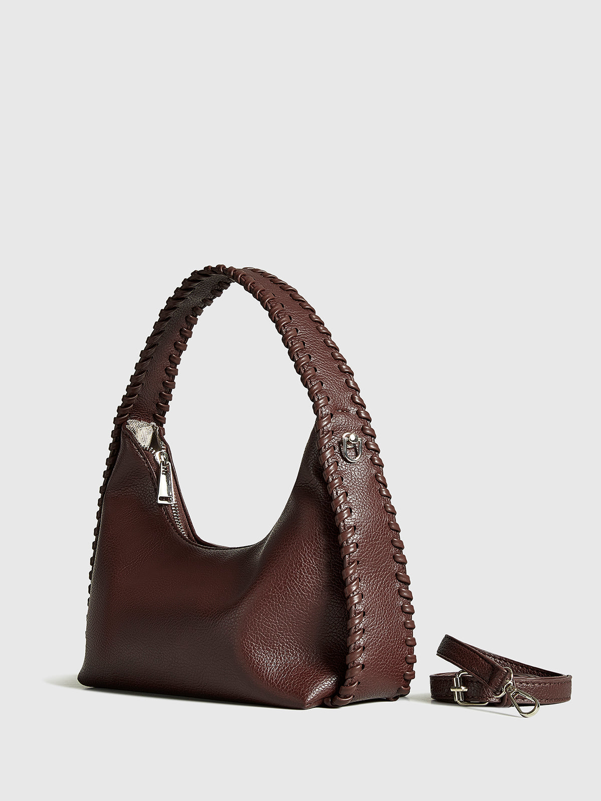 Woven Zip Tote Bag in Brown — Svelte Chic