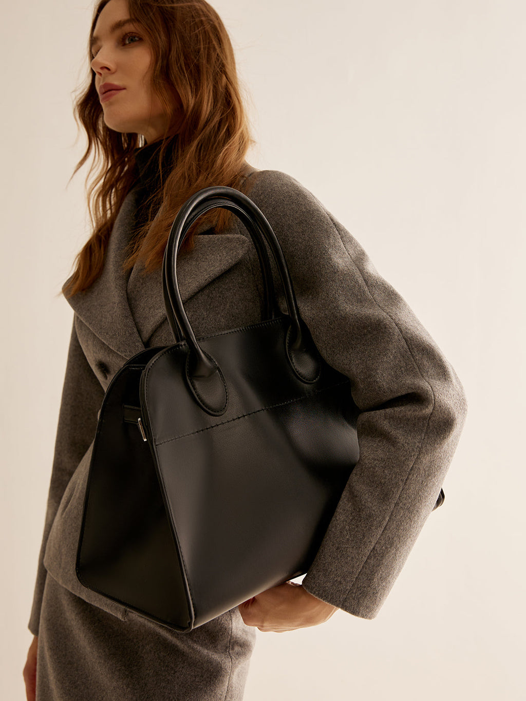 Large Top Handle Tote Bag in Black — Svelte Chic